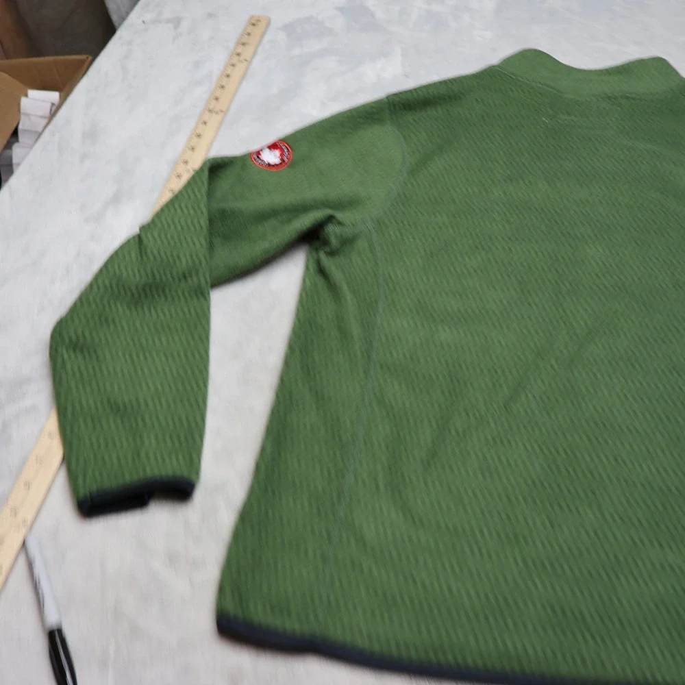 Canada Weathergear Sweater Men XL Green Textured Fleece 1/4 Zip Pullover Outdoor
